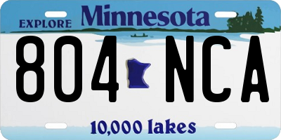 MN license plate 804NCA