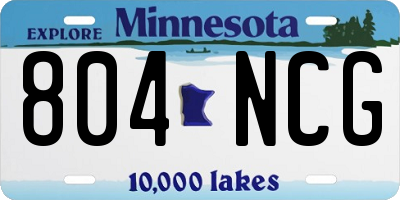 MN license plate 804NCG
