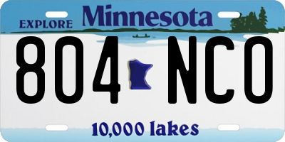 MN license plate 804NCO