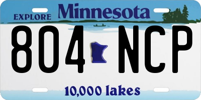 MN license plate 804NCP