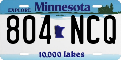 MN license plate 804NCQ