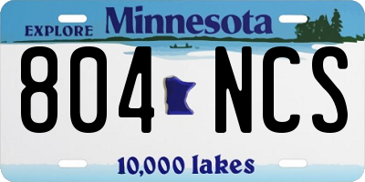 MN license plate 804NCS