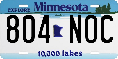 MN license plate 804NOC
