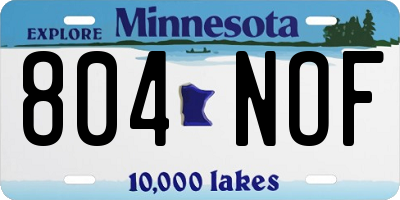 MN license plate 804NOF