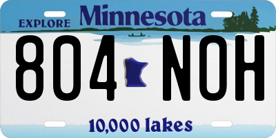 MN license plate 804NOH