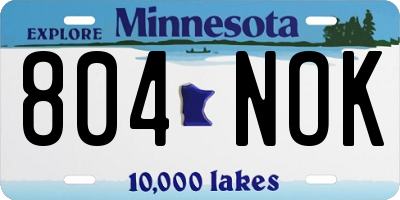 MN license plate 804NOK