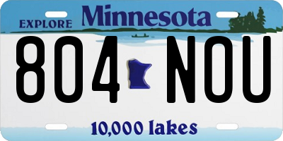 MN license plate 804NOU