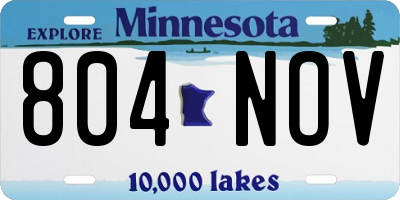 MN license plate 804NOV