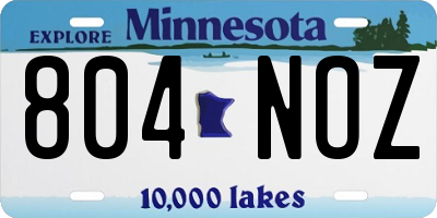 MN license plate 804NOZ