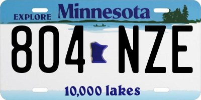 MN license plate 804NZE