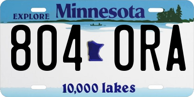 MN license plate 804ORA
