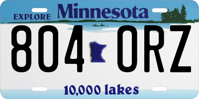 MN license plate 804ORZ