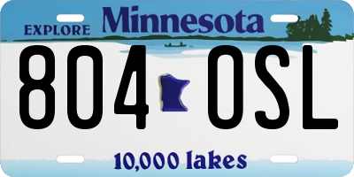 MN license plate 804OSL