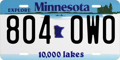MN license plate 804OWO