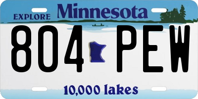 MN license plate 804PEW
