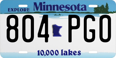 MN license plate 804PGO