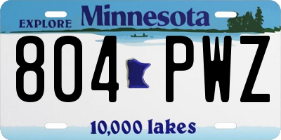 MN license plate 804PWZ