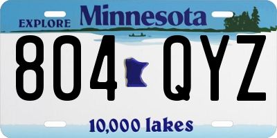 MN license plate 804QYZ