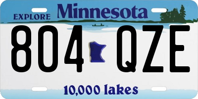 MN license plate 804QZE