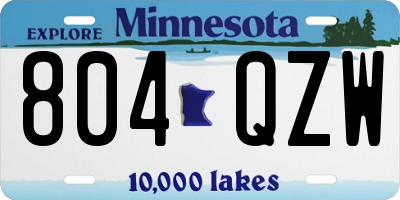 MN license plate 804QZW