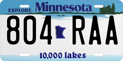 MN license plate 804RAA