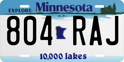 MN license plate 804RAJ