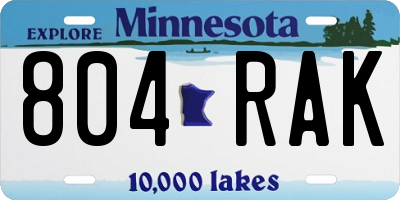 MN license plate 804RAK