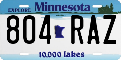 MN license plate 804RAZ