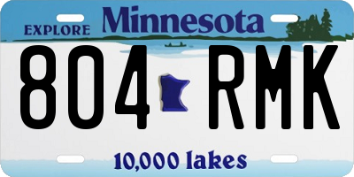 MN license plate 804RMK