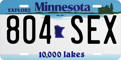 MN license plate 804SEX