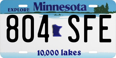 MN license plate 804SFE