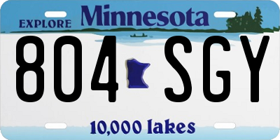 MN license plate 804SGY