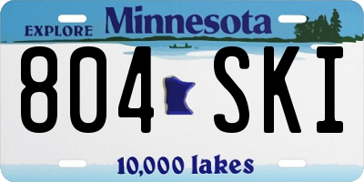MN license plate 804SKI