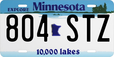 MN license plate 804STZ
