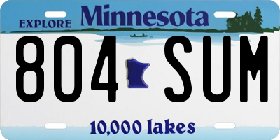 MN license plate 804SUM