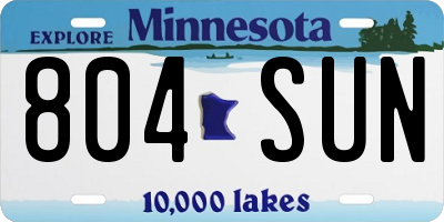 MN license plate 804SUN