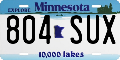 MN license plate 804SUX
