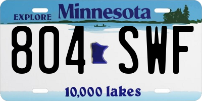 MN license plate 804SWF