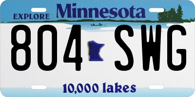 MN license plate 804SWG