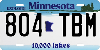 MN license plate 804TBM