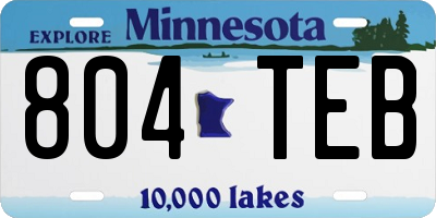 MN license plate 804TEB