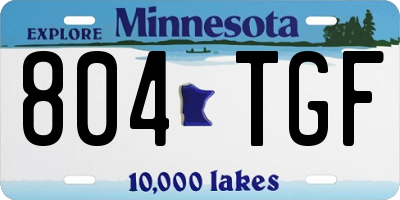MN license plate 804TGF