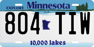 MN license plate 804TIW
