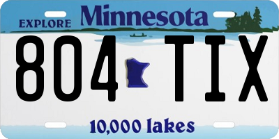 MN license plate 804TIX