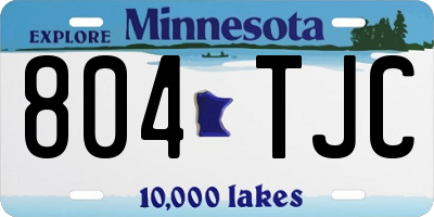 MN license plate 804TJC