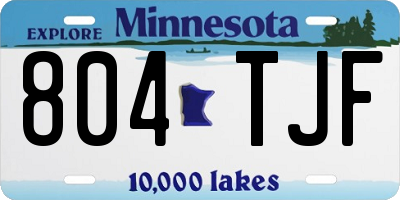 MN license plate 804TJF