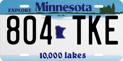 MN license plate 804TKE