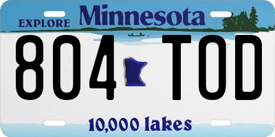 MN license plate 804TOD