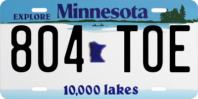 MN license plate 804TOE