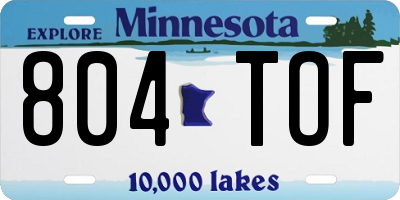 MN license plate 804TOF